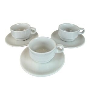 ACF Italy White Stackable Demitasse Espresso Cups and Saucers Set of THREE